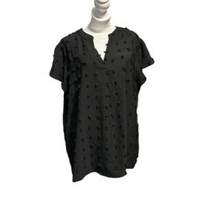 Women Ruffle Short Sleeve Blouse for Women V Neck Swiss Dot
